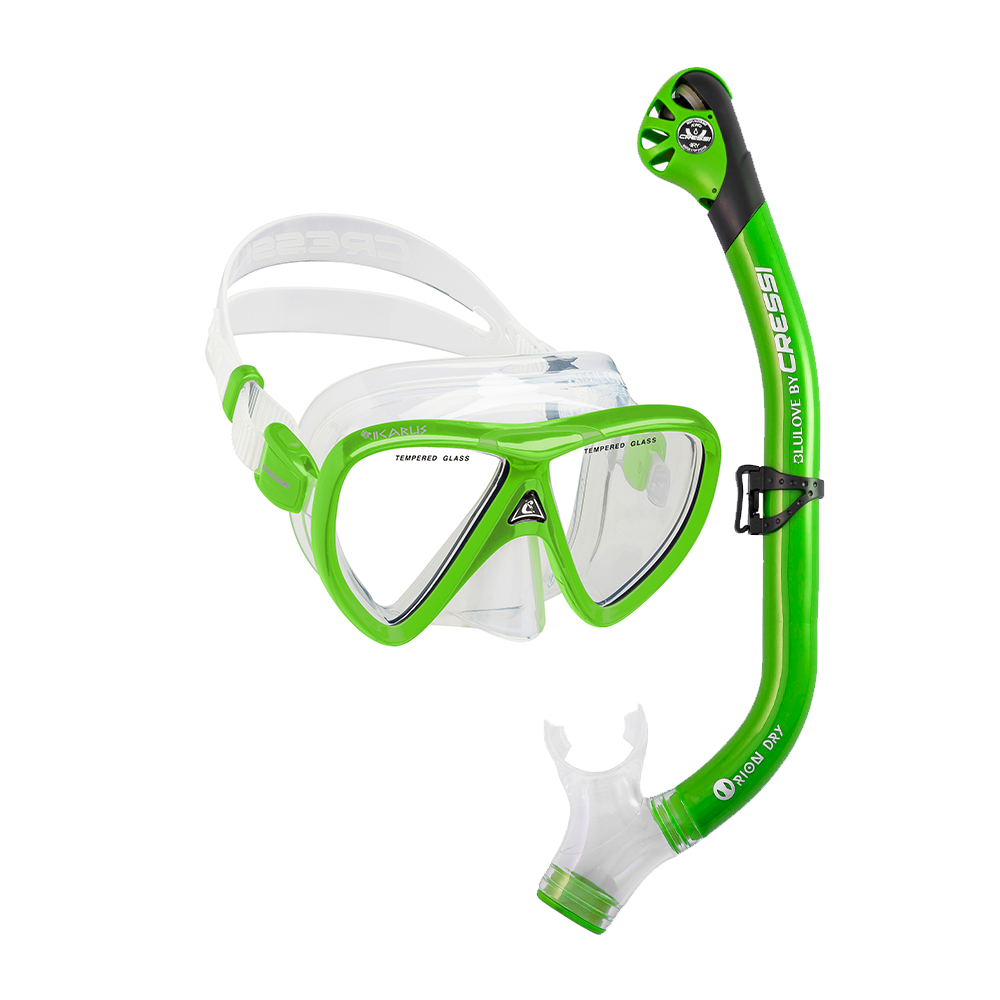 Foto 2 pulgar | Combo Cressi Ikarus & Orion Special Para Snorkeling Verde Lima