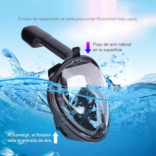Foto 2 | Máscara De Snorkel Buceo Gafas 180° Con Adaptador S/m Eo Safe Imports Esi-4755-1 Negro