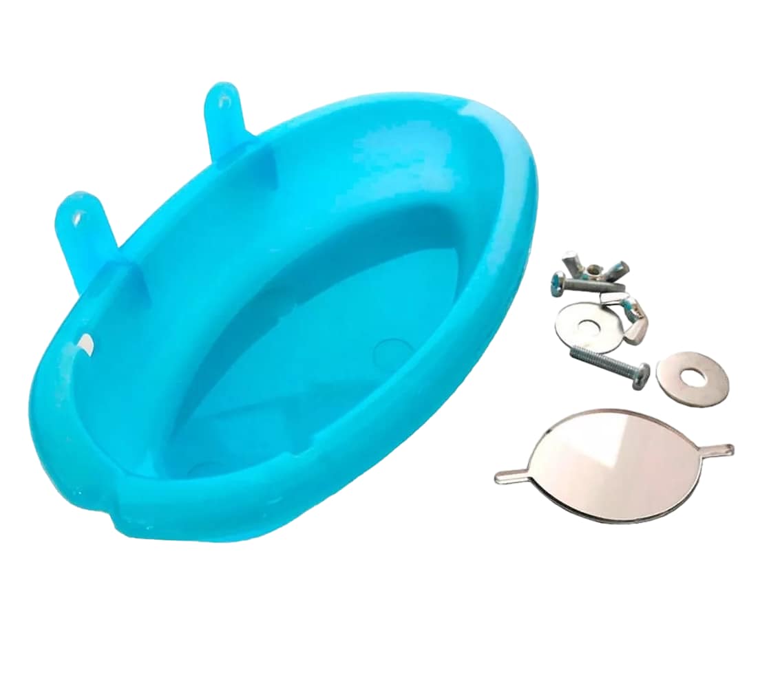 Mini Bañera De Plástico Para Pájaros Con Espejo Azul $469