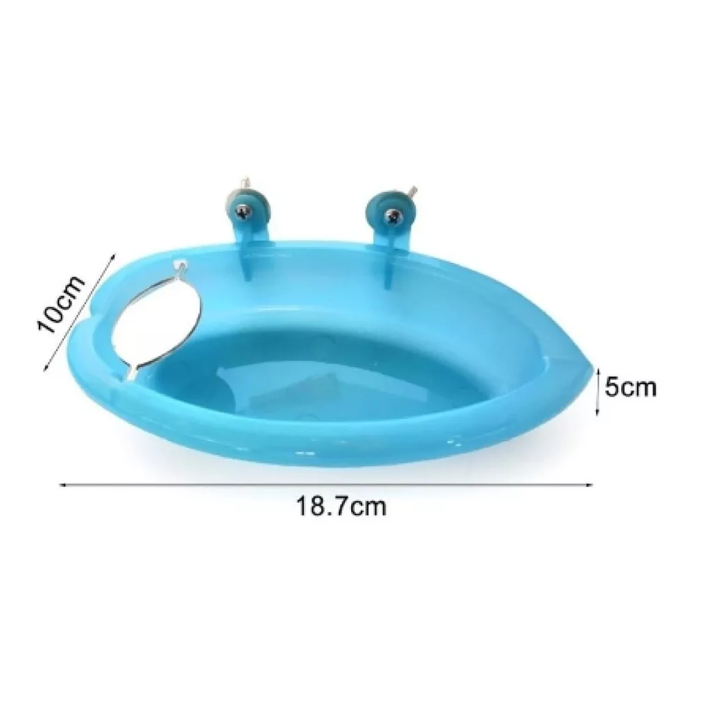 Foto 6 pulgar | Mini Bañera De Plástico Para Pájaros Con Espejo Azul
