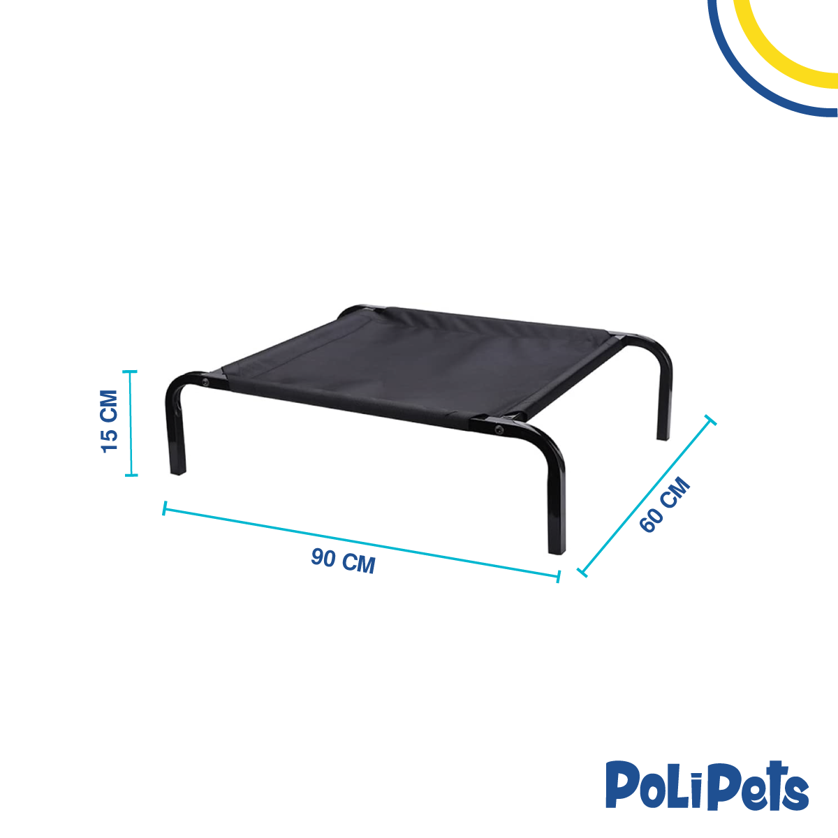 Foto 3 pulgar | Cama Elevada para Perro Poli Pets Negra para Mascota Mediana