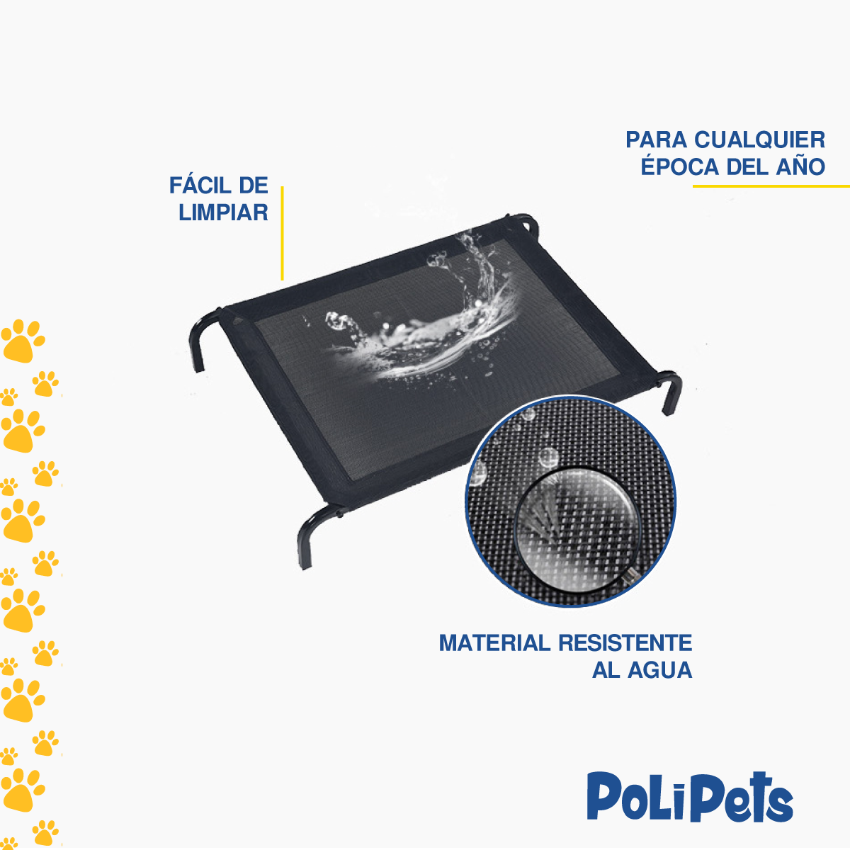 Foto 6 pulgar | Cama Elevada para Perro Poli Pets Negra para Mascota Mediana