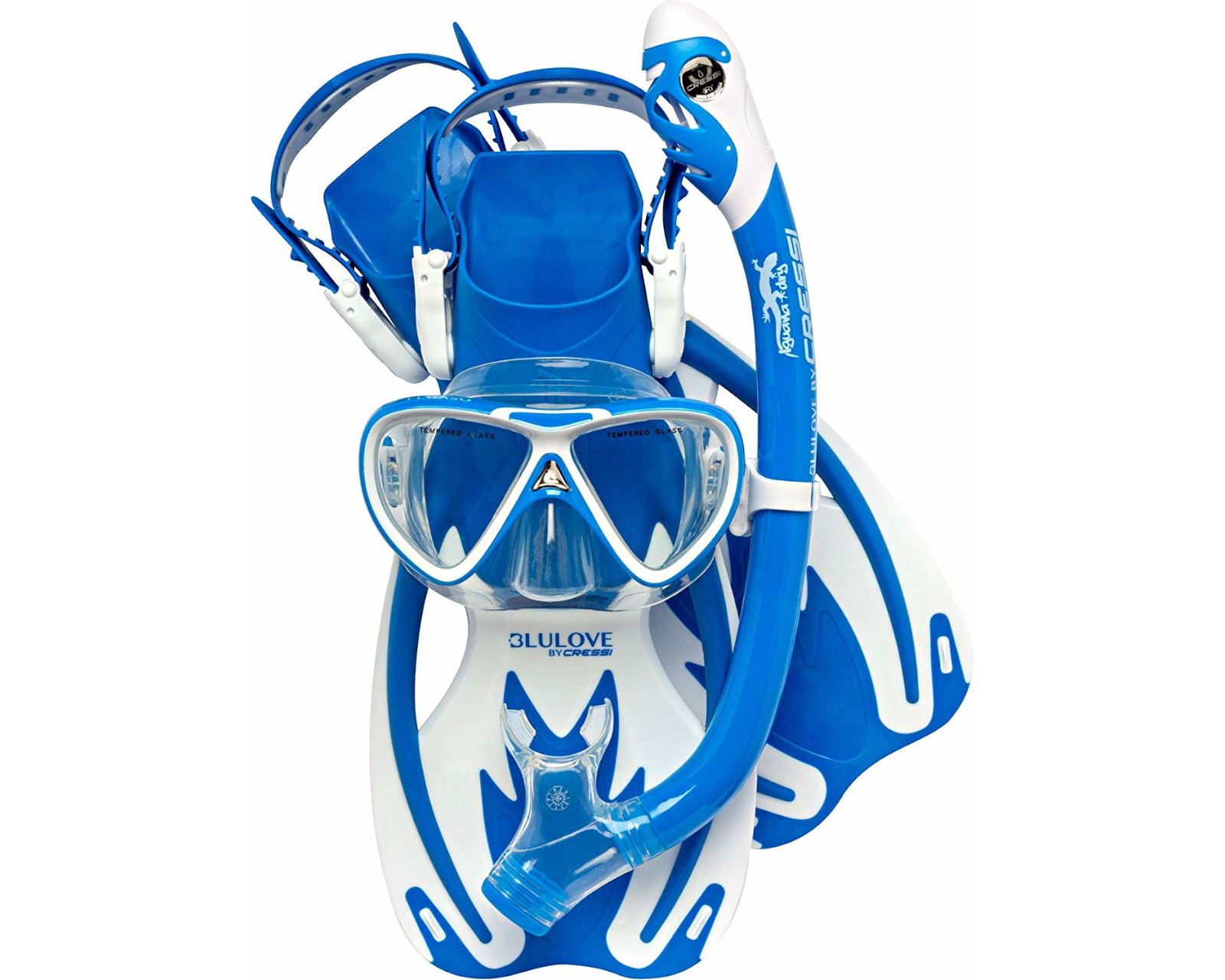Foto 2 pulgar | Set Cressi Rocks Dry Talla L/XL Máscara con Aletas y Tubo color Azul/Blanco