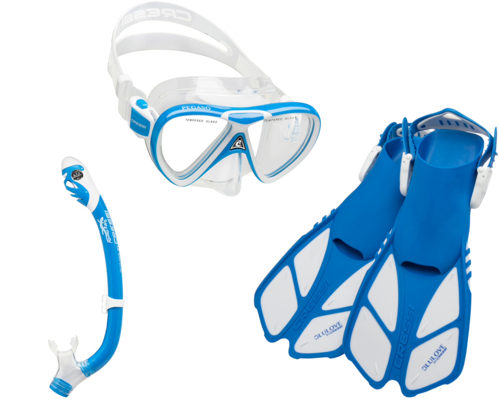 Foto 3 pulgar | Set Cressi Mini Bonete Dry Talla S/M Máscara con Aletas y Tubo color Azul/Blanco