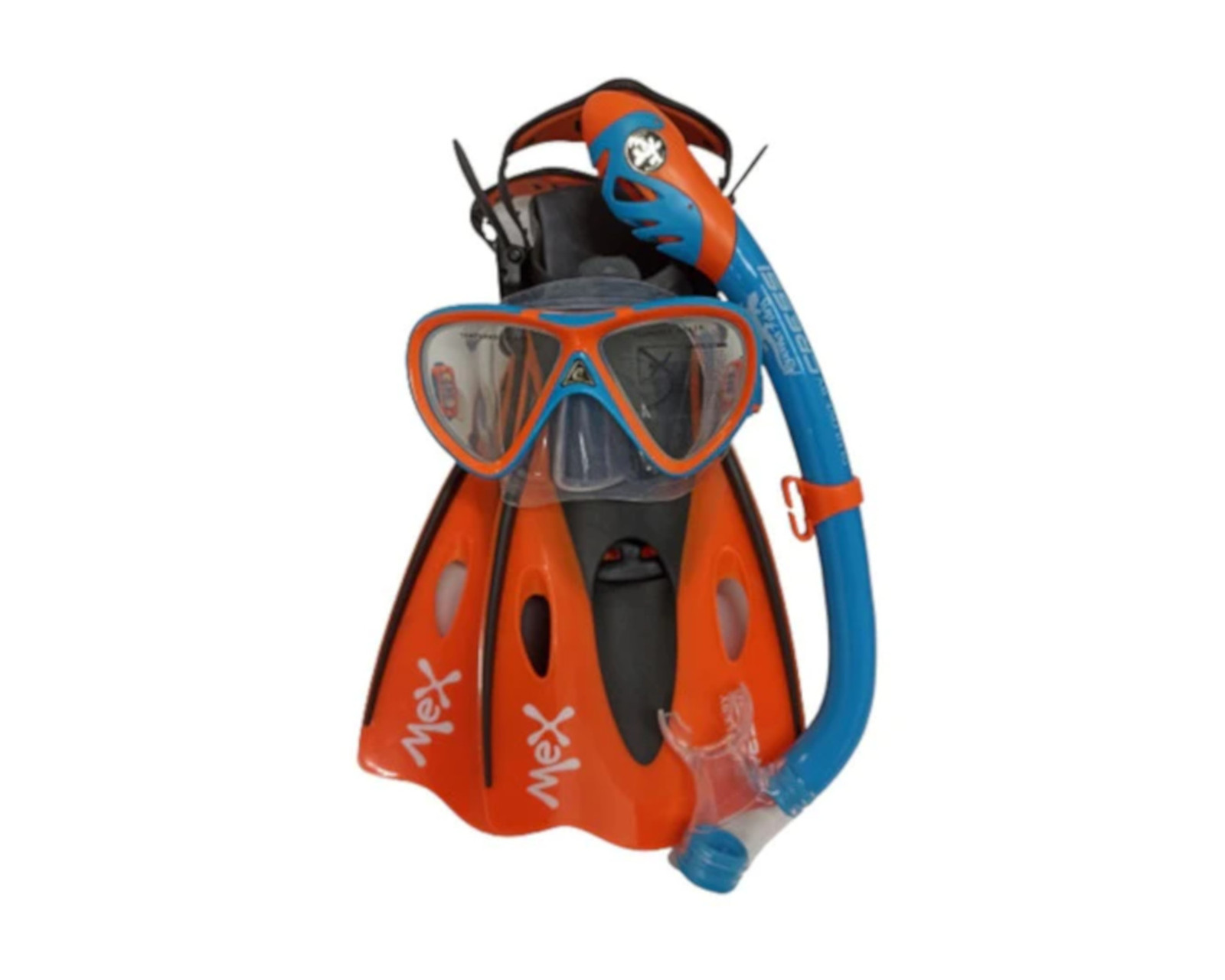 Foto 2 pulgar | Set Cressi Mx Jr Pagaso Iguana Dry Ajustable Talla L/ Xl 20/24 Mx Azul/ Anaranjado para Snorkeling y Natación