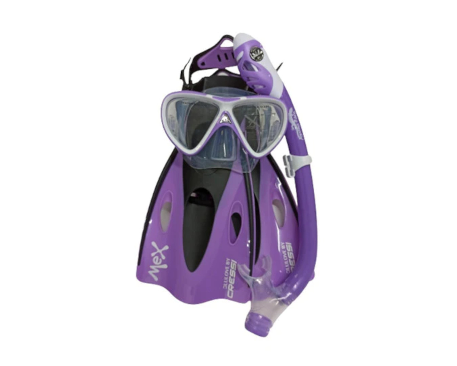 Foto 2 pulgar | Set Cressi Mx Jr Pagaso Iguana Dry Ajustable Talla S/ M 16/20 Mx Púrpura/ Blanco para Snorkeling y Natación