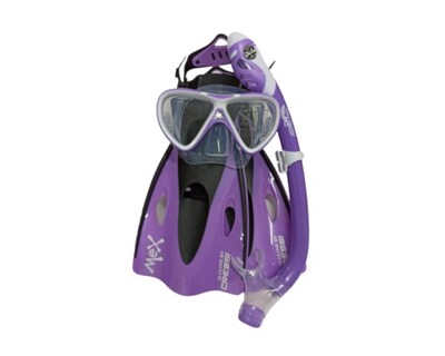 Foto 1 | Set Cressi Mx Jr Pagaso Iguana Dry Ajustable Talla S/ M 16/20 Mx Púrpura/ Blanco para Snorkeling y Natación