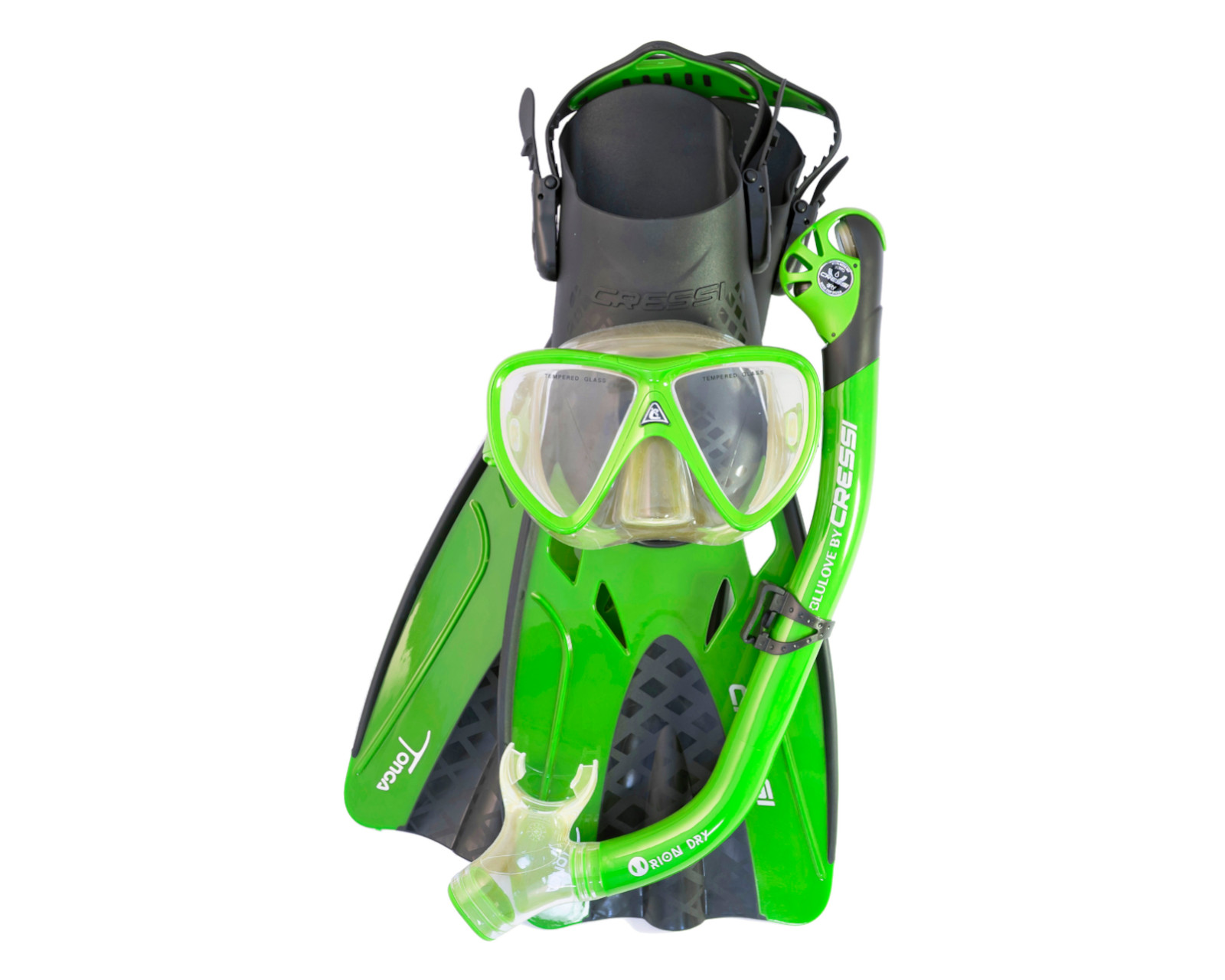 Foto 2 pulgar | Set para Snorkeling Cressi Tonga Pro Dry color Verde Talla S/M para Adulto 4 Piezas