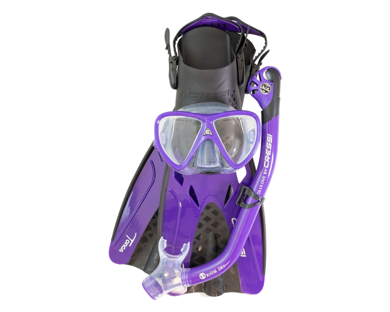 Foto 2 pulgar | Set para Snorkeling Cressi Tonga Pro Dry color Púrpura Talla S/M para Adulto 4 Piezas