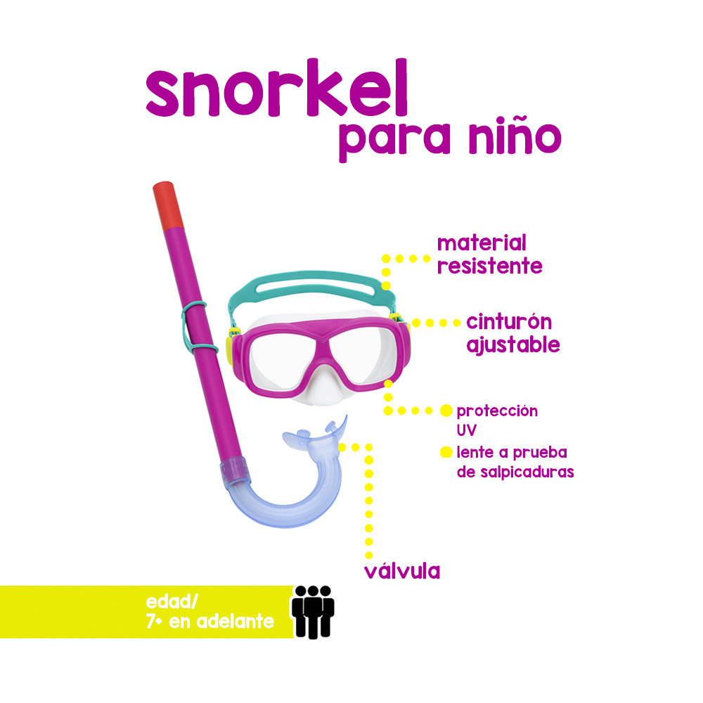 Foto 3 pulgar | Juego de Snorkel para Niñas Bestway con Protección Uv