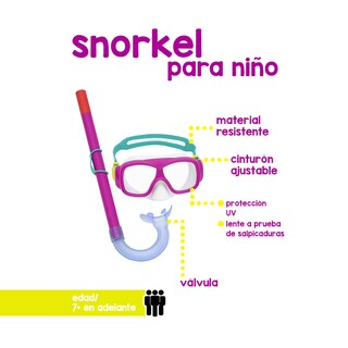 Foto 2 | Juego de Snorkel para Niñas Bestway con Protección Uv