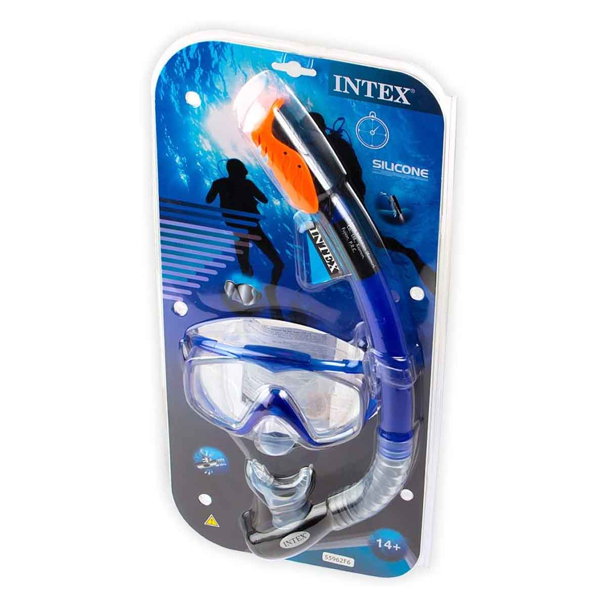Foto 3 pulgar | Set Snorkel Intex 55962 color Azul Máscara de Buceo con Tubo para Deporte