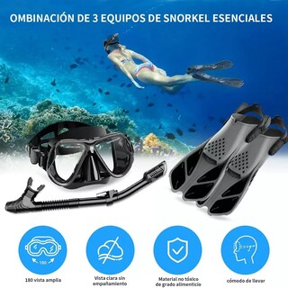 Foto 2 | Juego De Snorkel Con Máscara,buceo, Aletas, Bolsas Talla S Eo Safe Imports Esi-8464 Negro