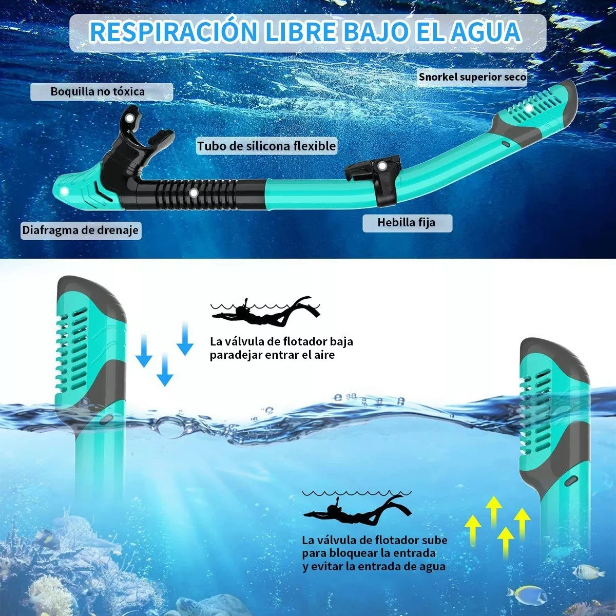 Foto 4 pulgar | Juego De Snorkel Con Máscara,buceo,aletas,bolsas Talla S Eo Safe Imports Esi-8466 Verde
