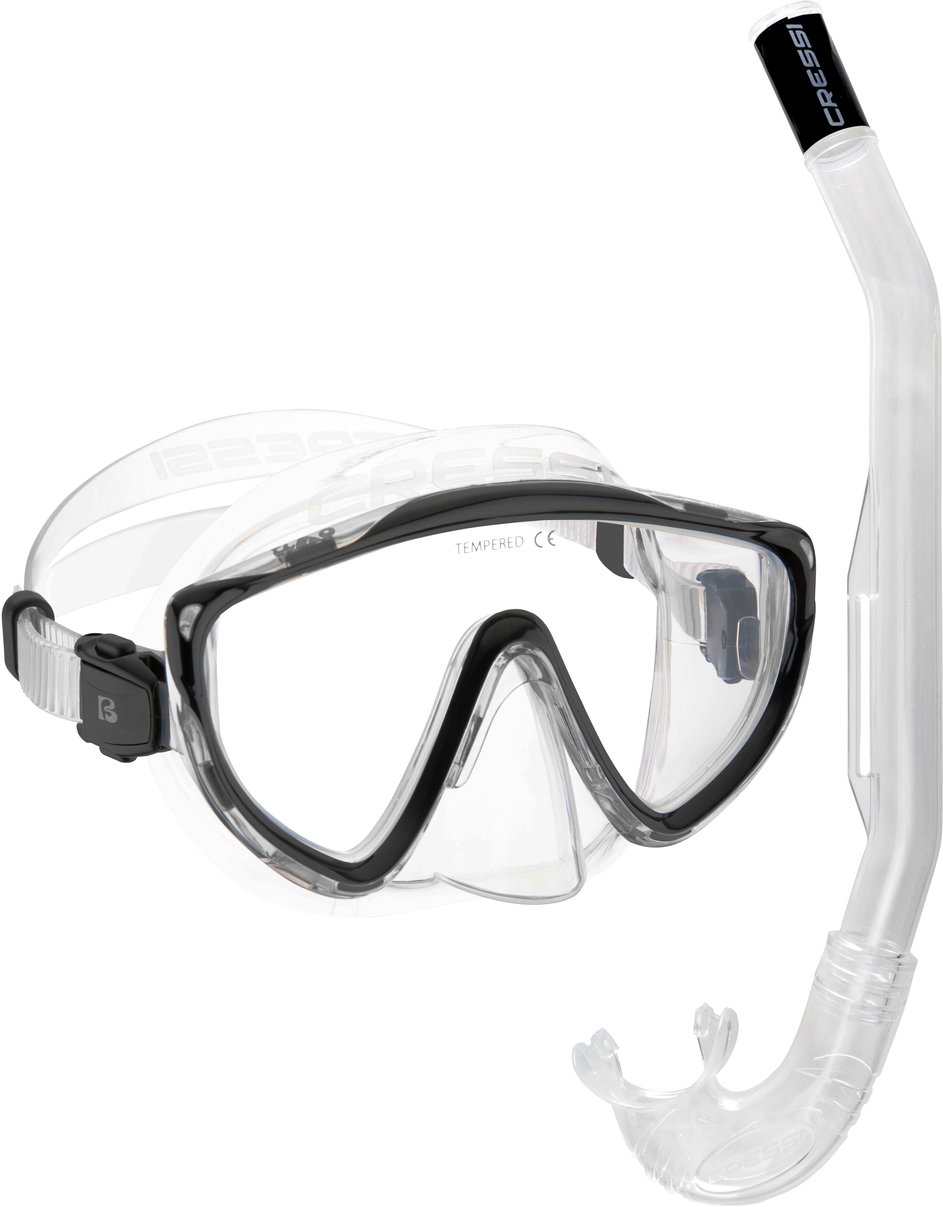 Combo Cressi Tino & Island Para Buceo Y Snorkeling Negro/transparente $696