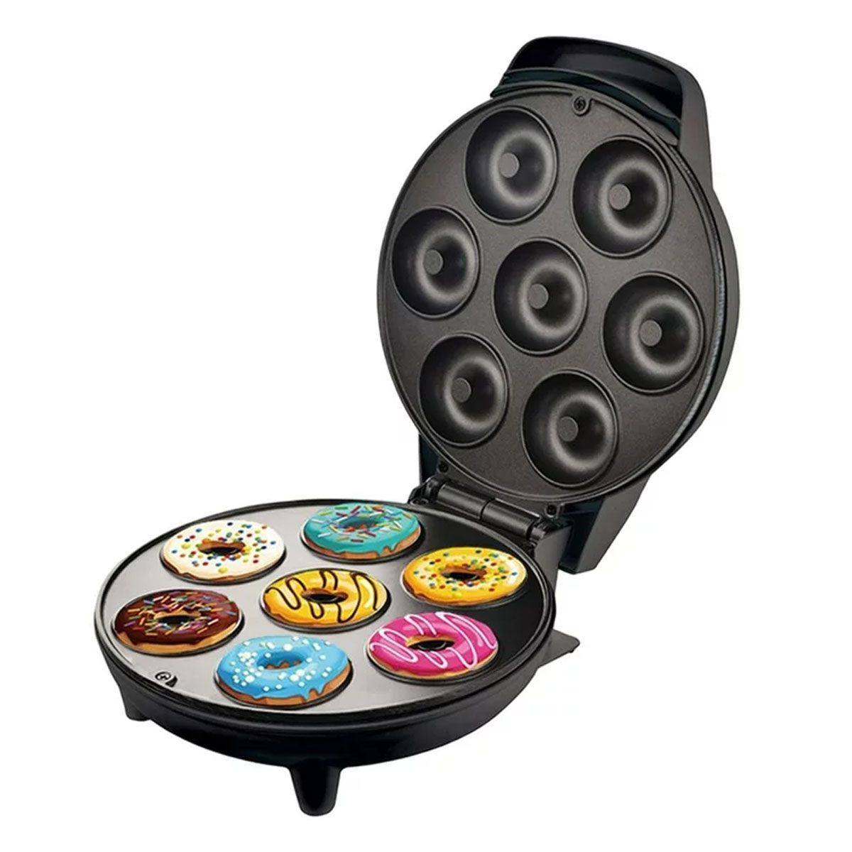 Máquina Para Hacer Mini Donas Kimhi Desayuno Casa Antiadherente 7 Porciones color Negro