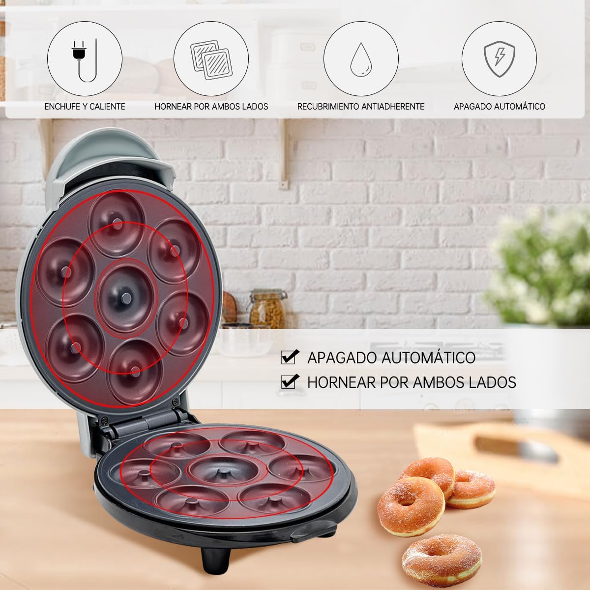 Foto 4 pulgar | Máquina Para Hacer Mini Donas Kimhi Desayuno Casa Antiadherente 7 Porciones color Blanco