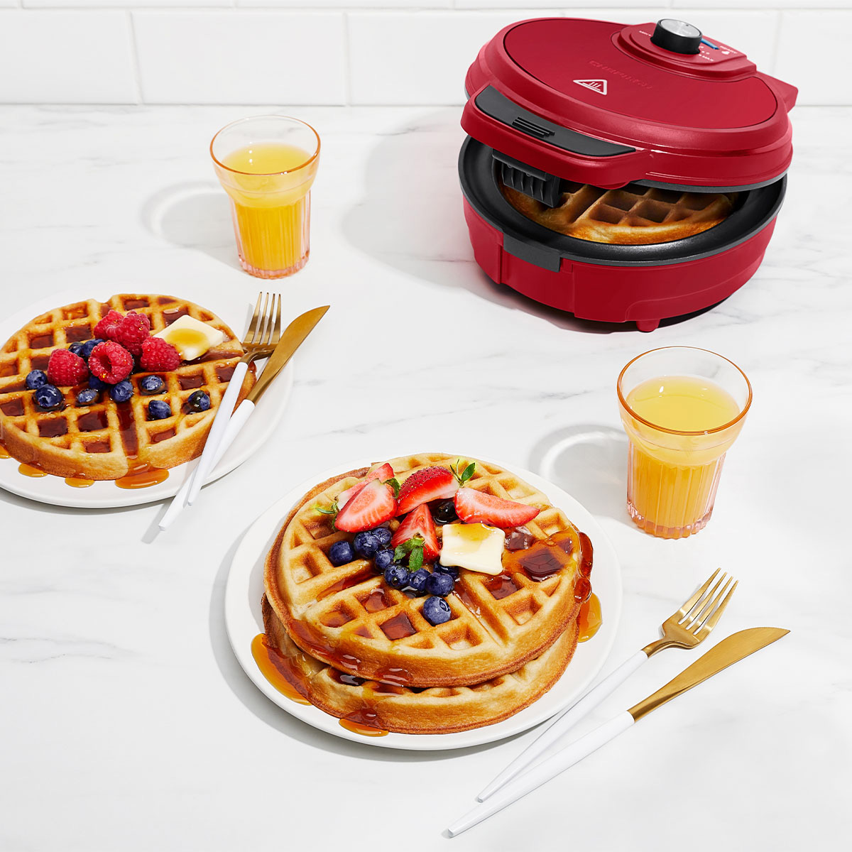 Foto 6 | Wafflera Chefman color Rojo Belga Antidesbordamiento con Selector de Sombras y Foso Antisuciedad con Placas Antiadhere