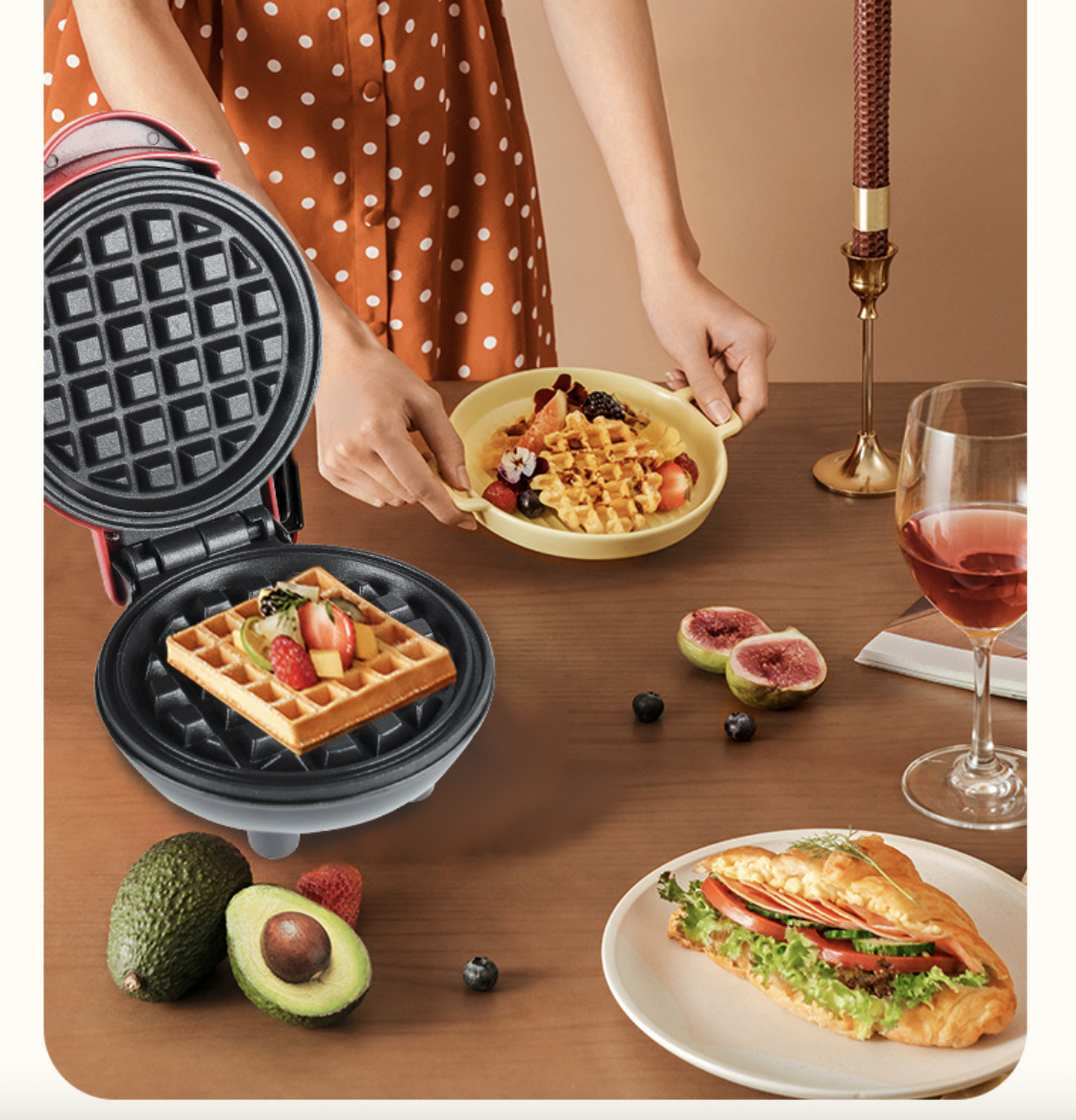 Foto 6 pulgar | Venta Internacional - Máquina de Waffles y Crepas 220 V color Rojo