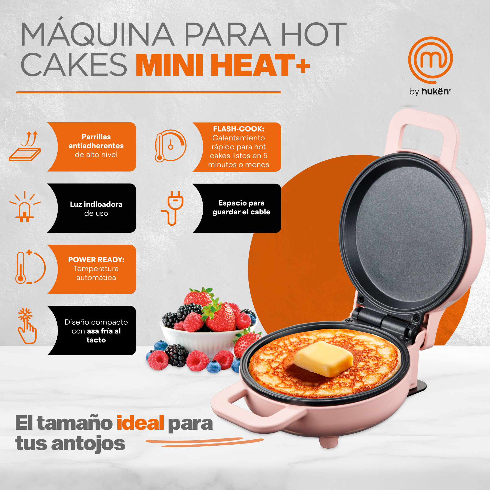 Foto 4 pulgar | Maquina Mini para Hot-Cakes Masterchef Color Rosa