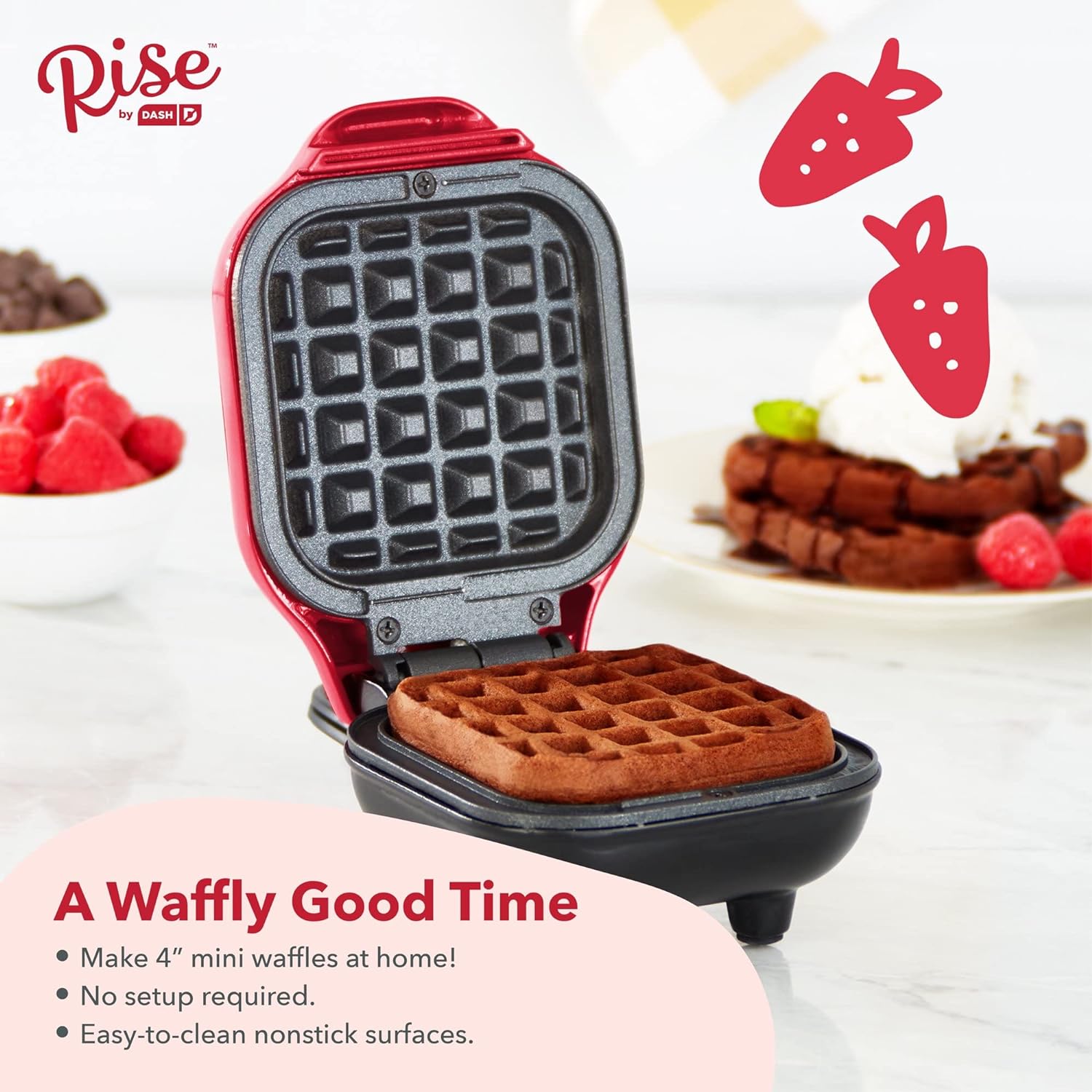 Foto 3 pulgar | Waffle Makr Mini Squ Rojo