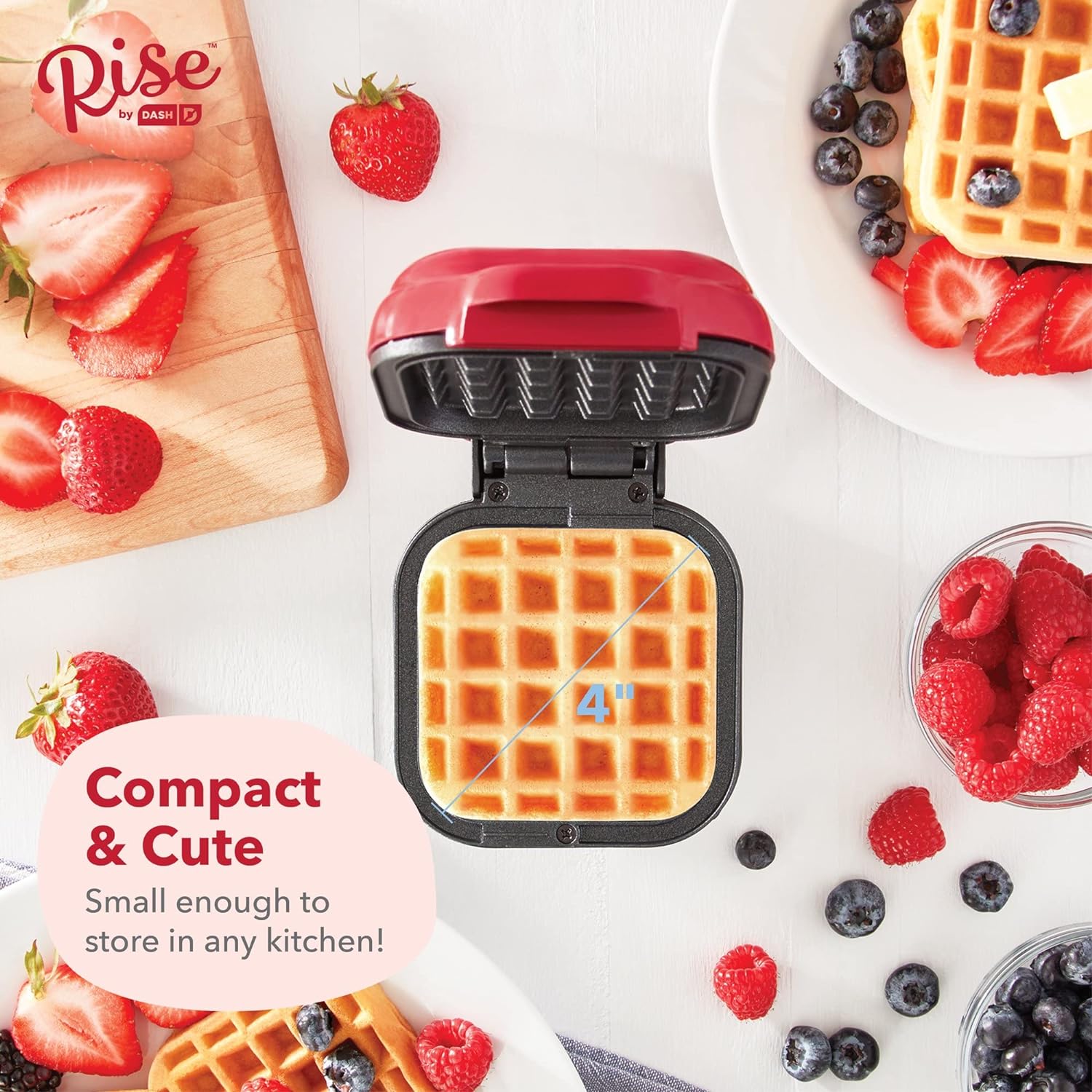 Foto 4 pulgar | Waffle Makr Mini Squ Rojo