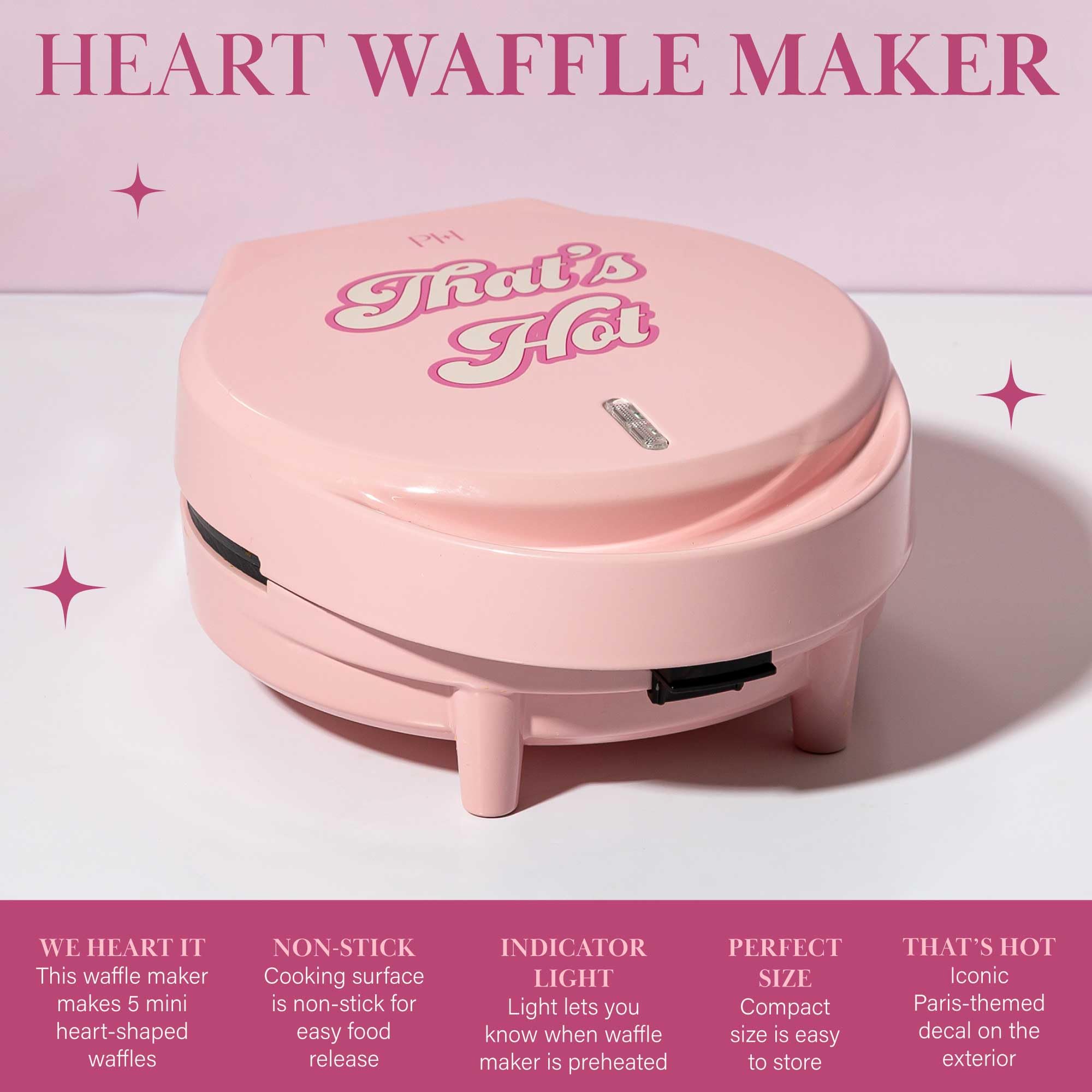 Foto 2 | Máquina para Hacer Gofres Paris Hilton Heart 5 Minigofres color Rosa Eléctrica - Venta Internacional