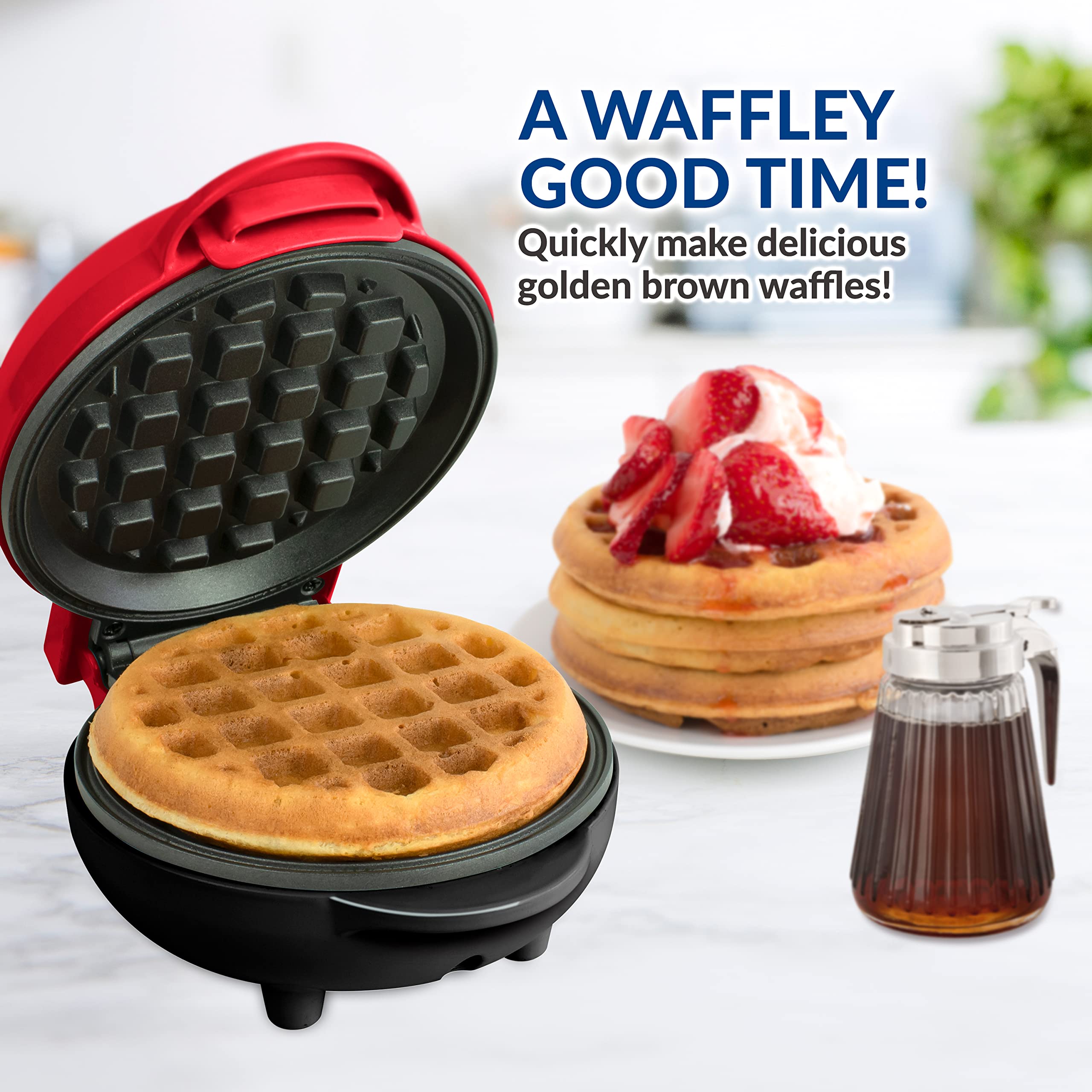 Foto 3 pulgar | Máquina para Waffles Nostalgia Mymini Personal Eléctrica Roja - Venta Internacional