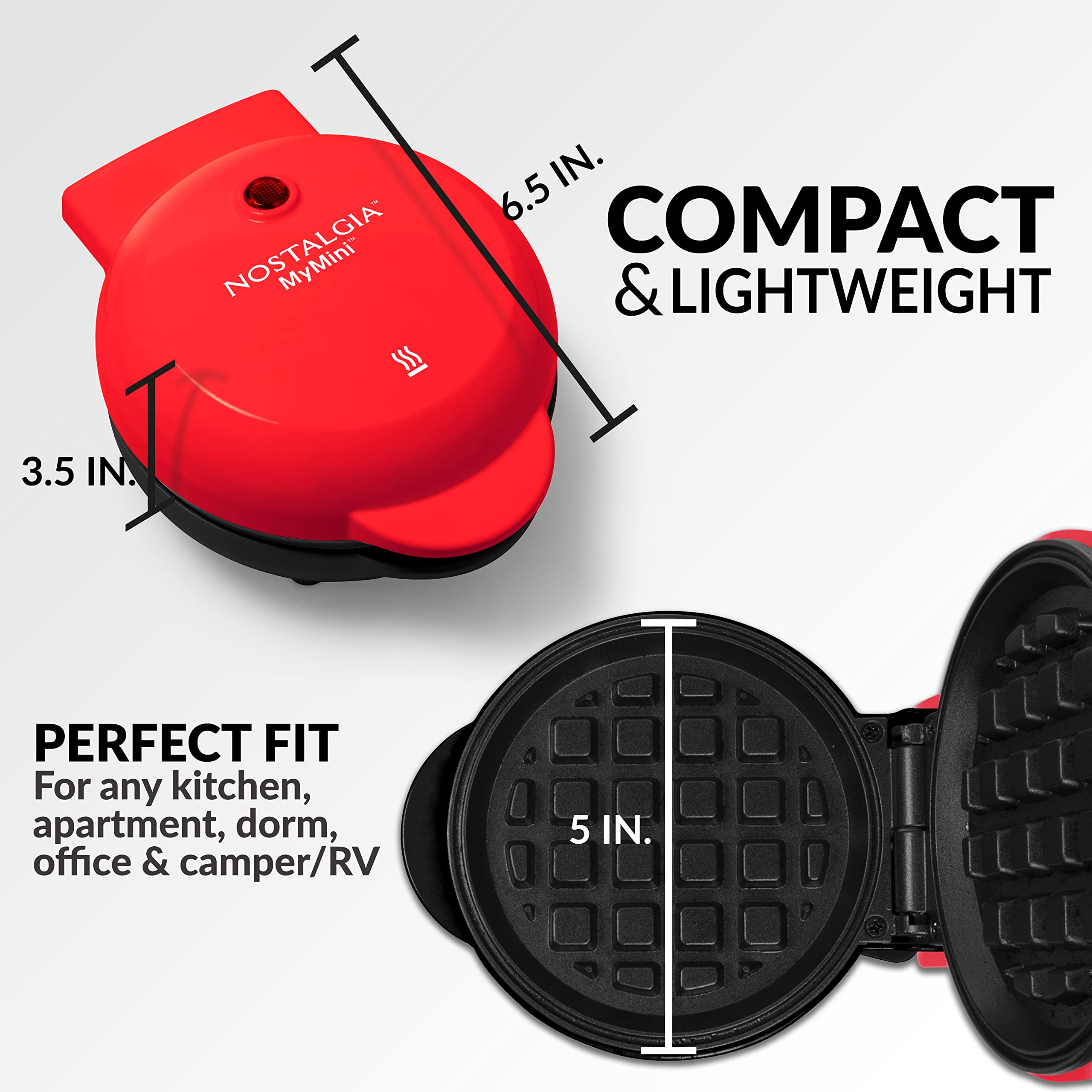 Foto 6 pulgar | Máquina para Waffles Nostalgia Mymini Personal Eléctrica Roja - Venta Internacional