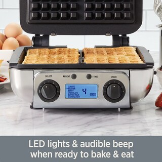 Foto 5 | Máquina Para Hacer Gofres Totalmente Revestida Eléctrica De Acero Inoxidable, 4 Rebanadas - Venta Internacional.