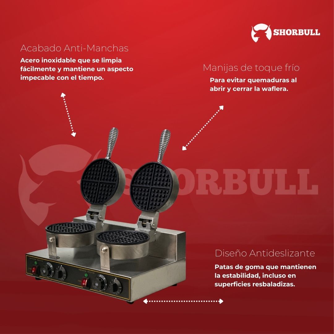 Foto 4 pulgar | Wafflera Doble Industrial Eléctrica Shorbull