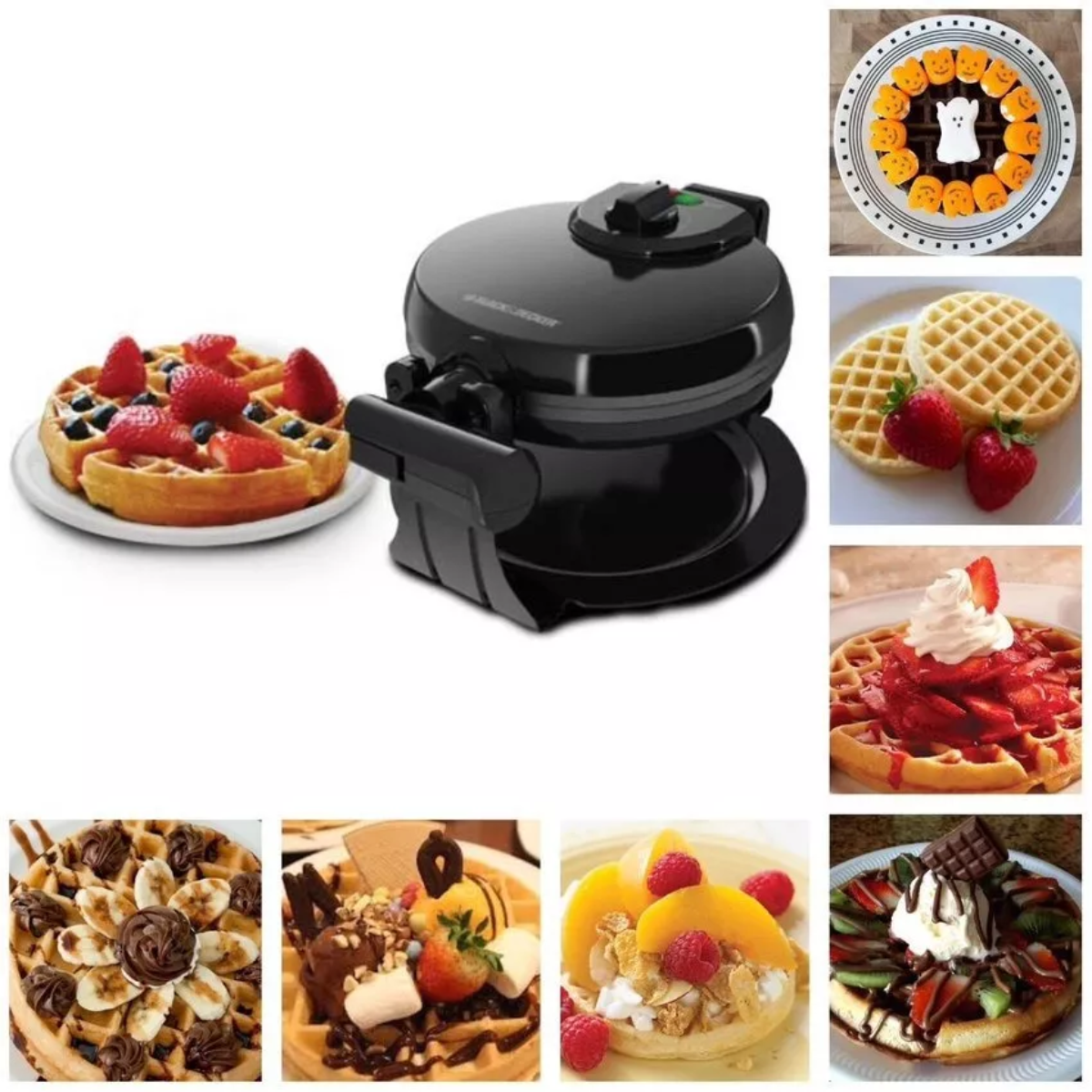 Foto 7 pulgar | Waflera Black and Decker Wm1000b Rotativa Belga Negro