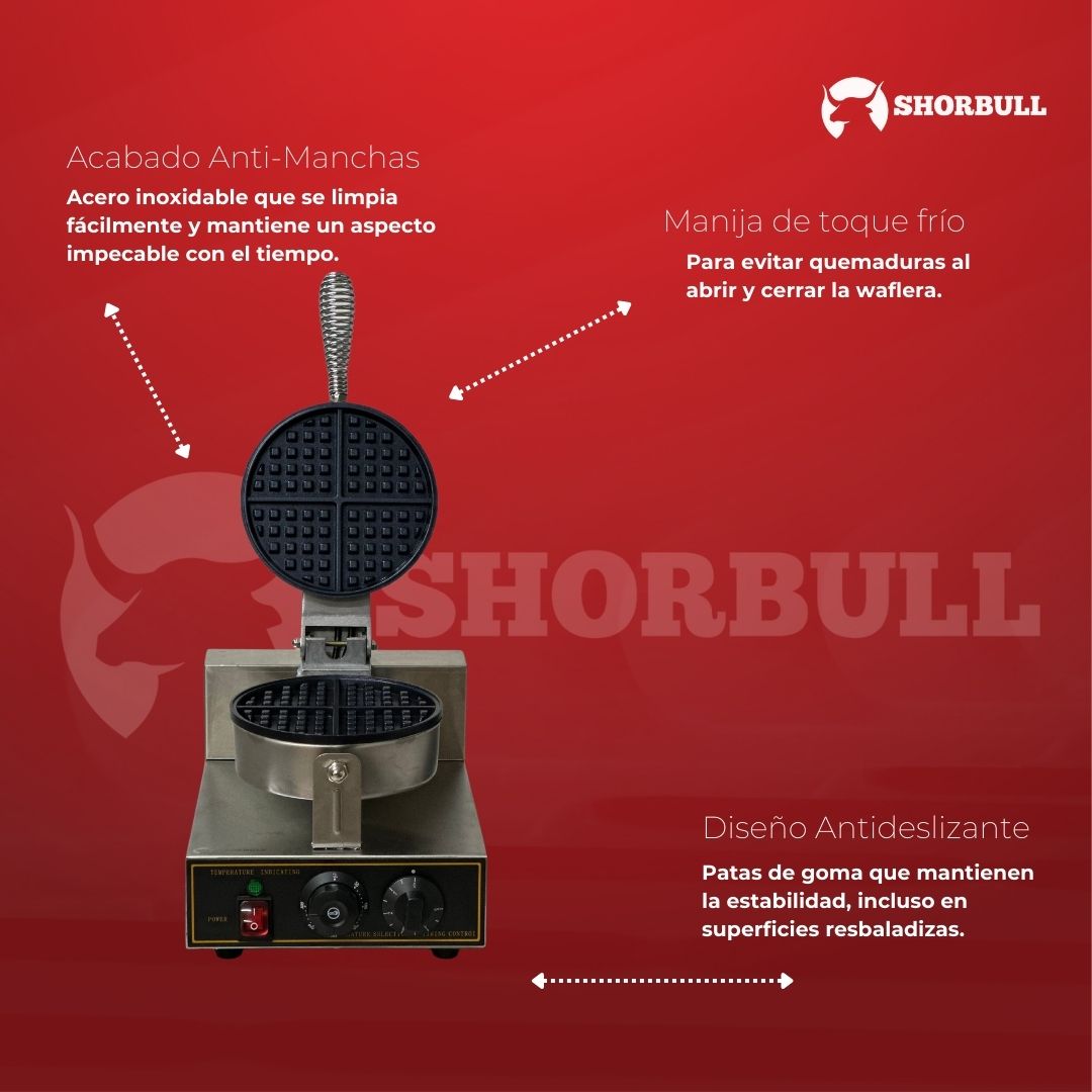 Foto 5 | Wafflera Individual Industrial Eléctrica Shorbull