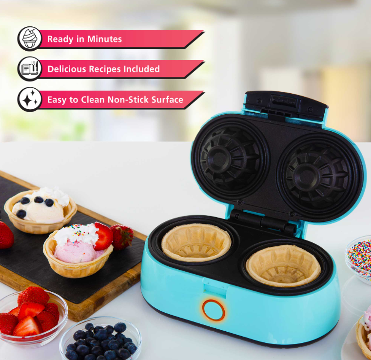 Foto 2 | Maquina Para Hacer Waffle Bowl Doble (gofres) Brentwood