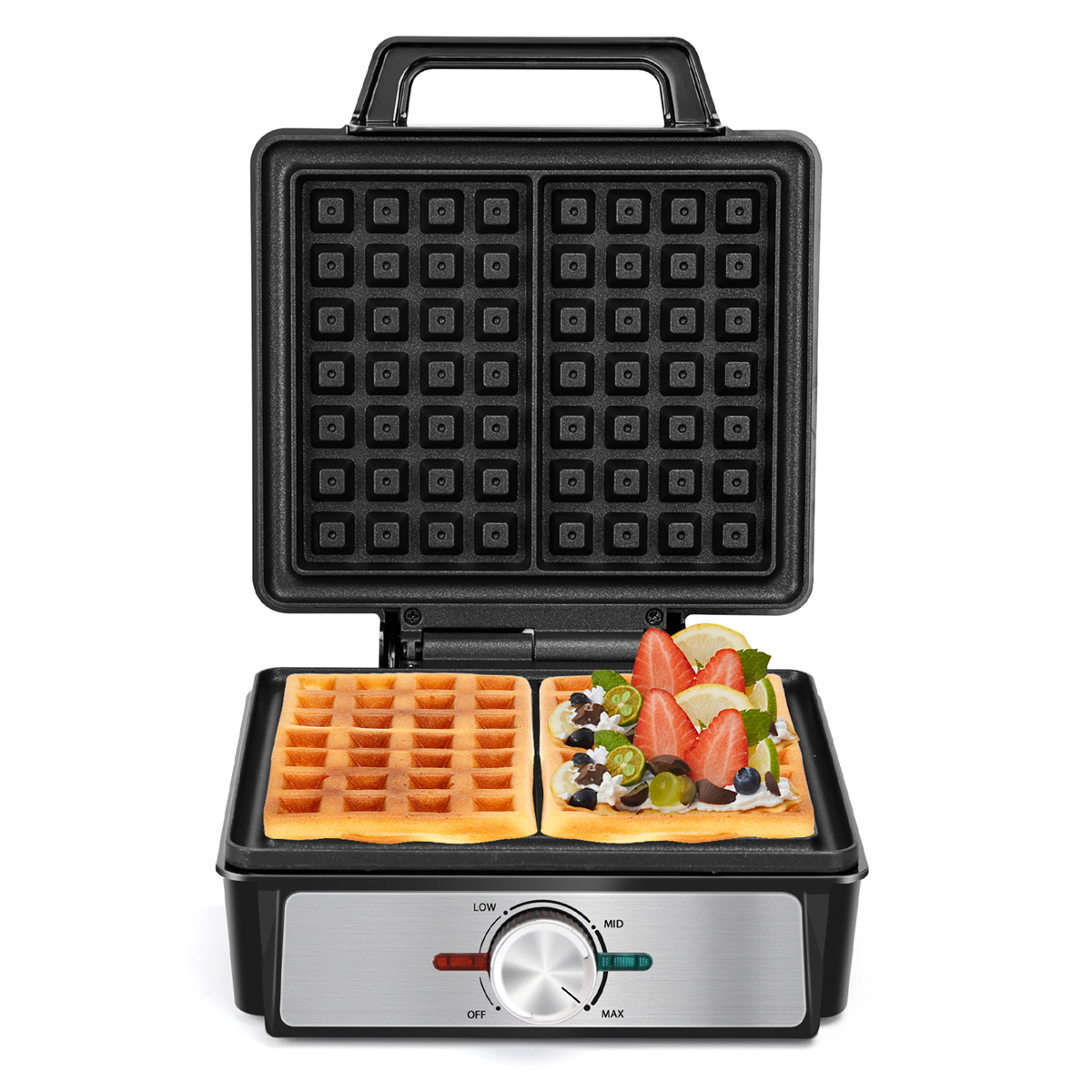 Foto 1 | Waflera Eléctrica Antiadherente 4 Rebanadas Hacer Desayunos Color Negro Aigostar