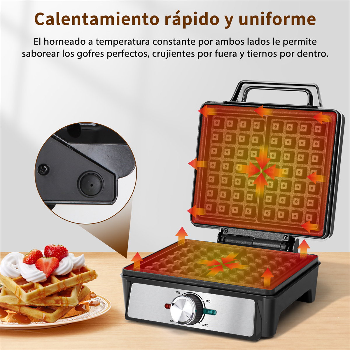 Foto 5 pulgar | Waflera Eléctrica Antiadherente 4 Rebanadas Hacer Desayunos Color Negro Aigostar