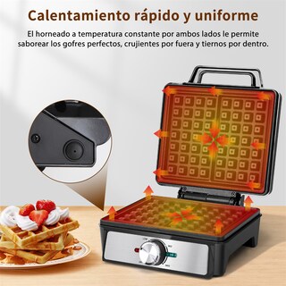 Foto 4 | Waflera Eléctrica Antiadherente 4 Rebanadas Hacer Desayunos Color Negro Aigostar