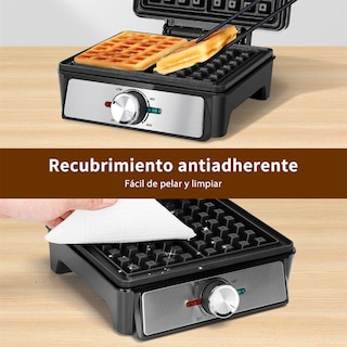 Foto 5 | Waflera Eléctrica Antiadherente 4 Rebanadas Hacer Desayunos Color Negro Aigostar