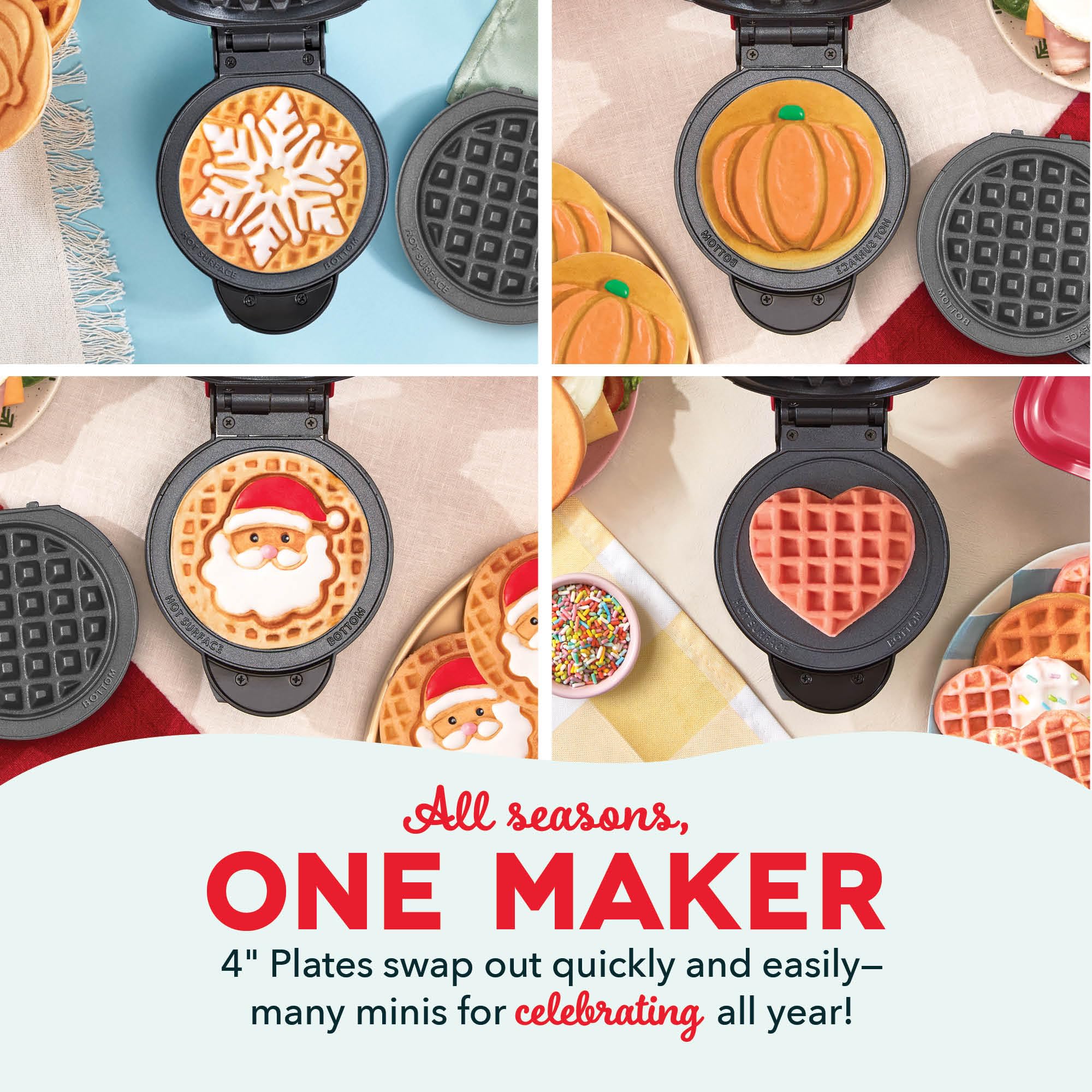 Foto 3 | Minisistema Dash Holiday Multimaker Para Hacer Gofres Con 6 Platos - Venta Internacional.