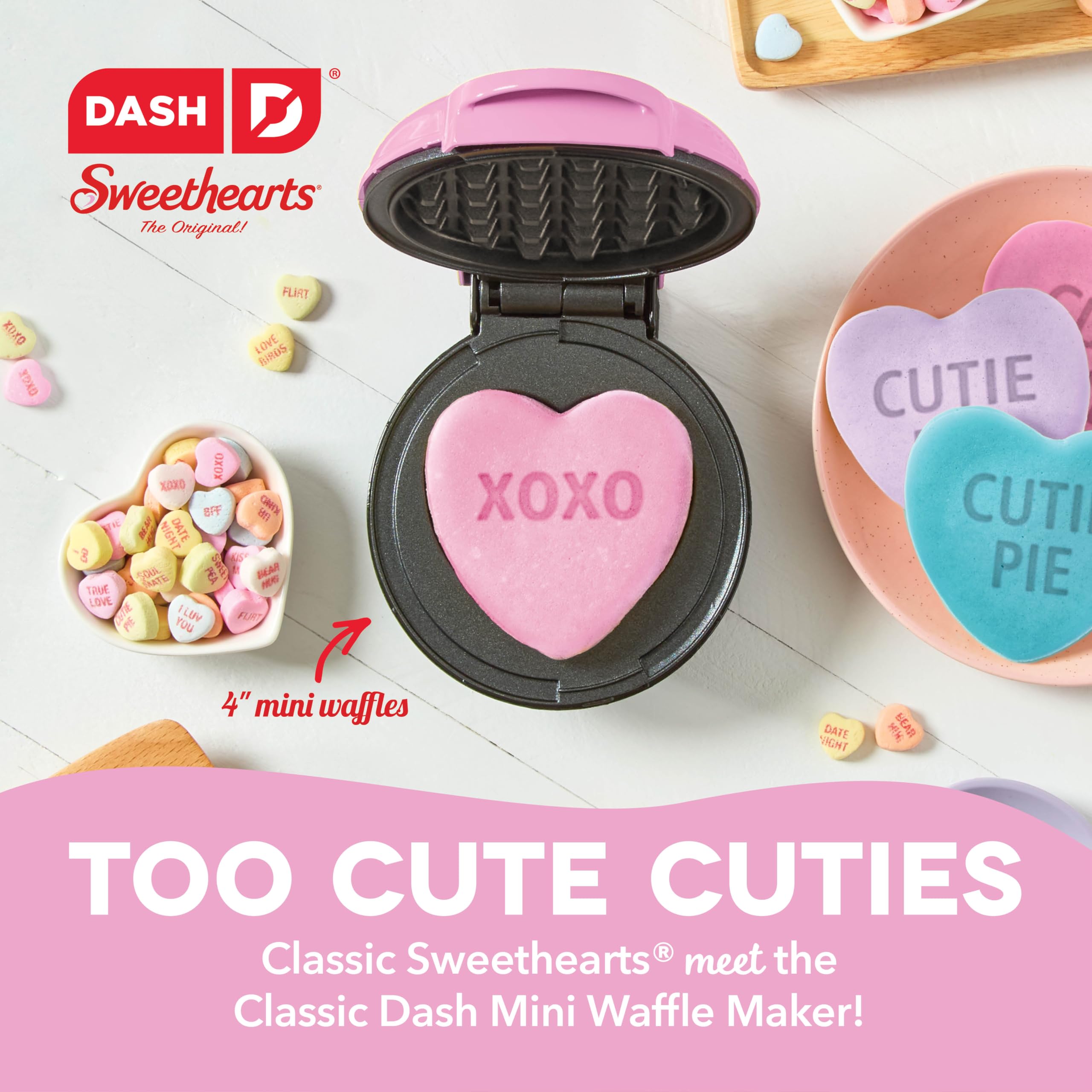 Foto 2 | Mini Máquina Para Hacer Gofres Dash X Sweethearts  De 10 Cm En Forma De Corazón, Color Rosa - Venta Internacional.