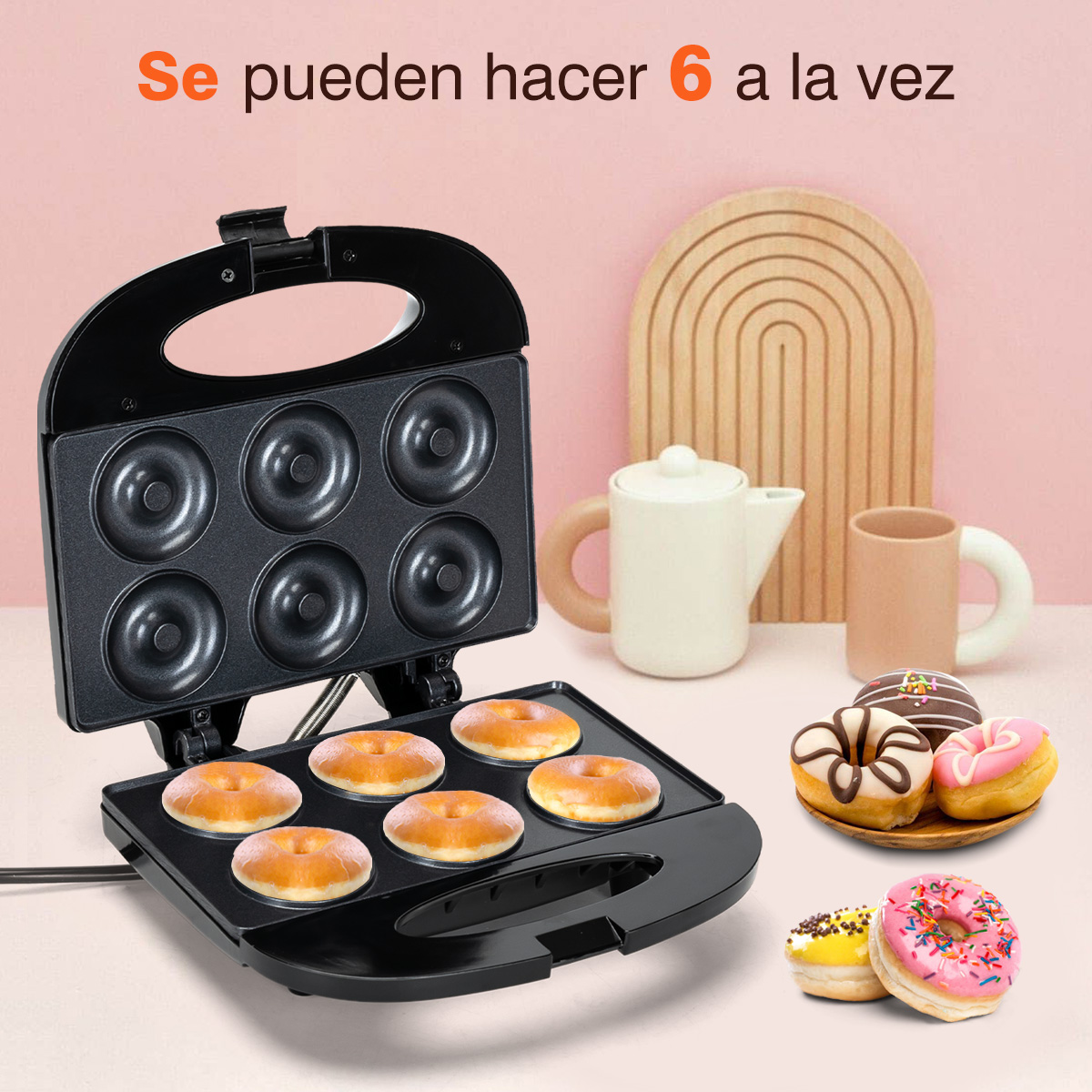 Foto 5 pulgar | Mini Máquina Para Hacer Donas Antiadherente Eléctrica 750w