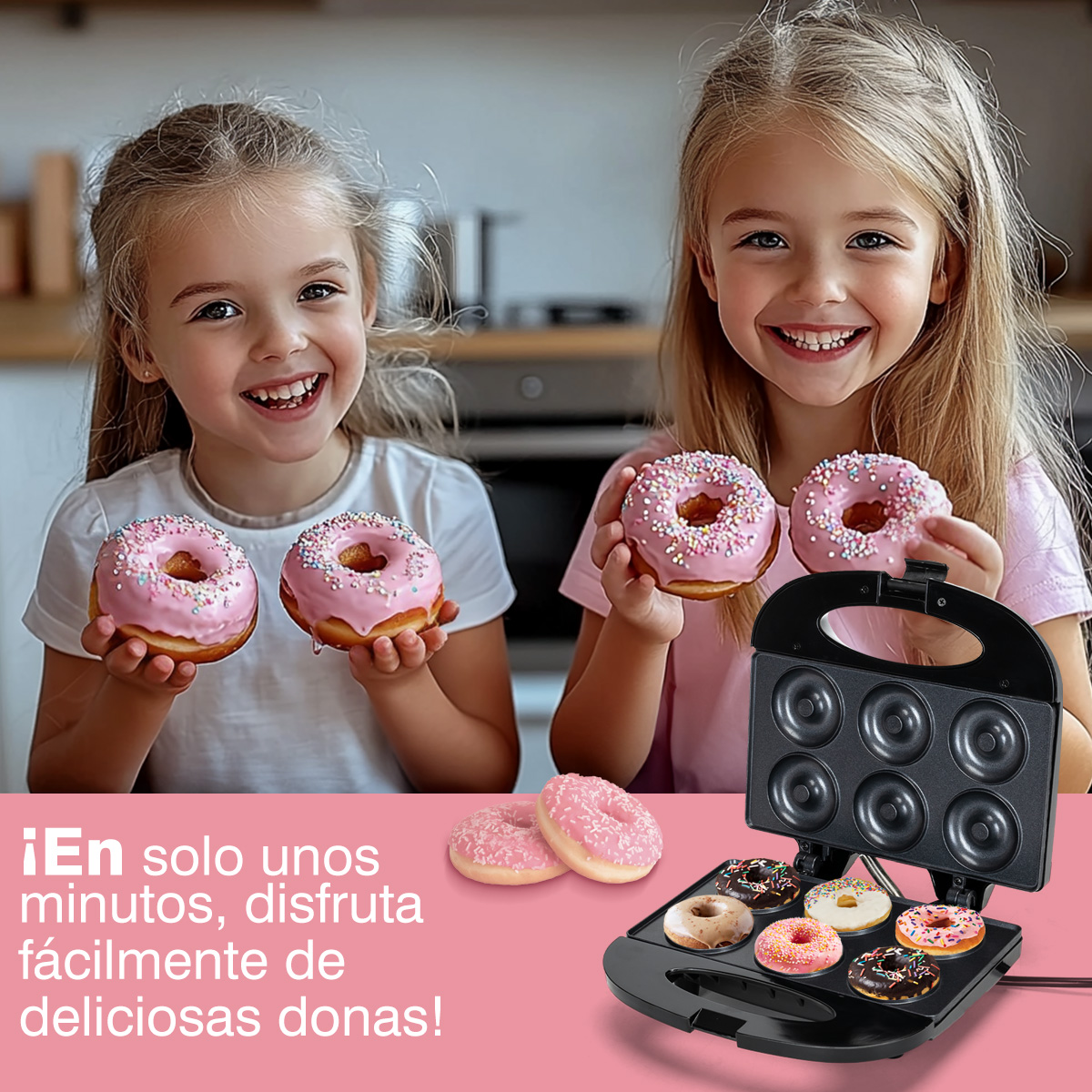 Foto 6 pulgar | Mini Máquina Para Hacer Donas Antiadherente Eléctrica 750w