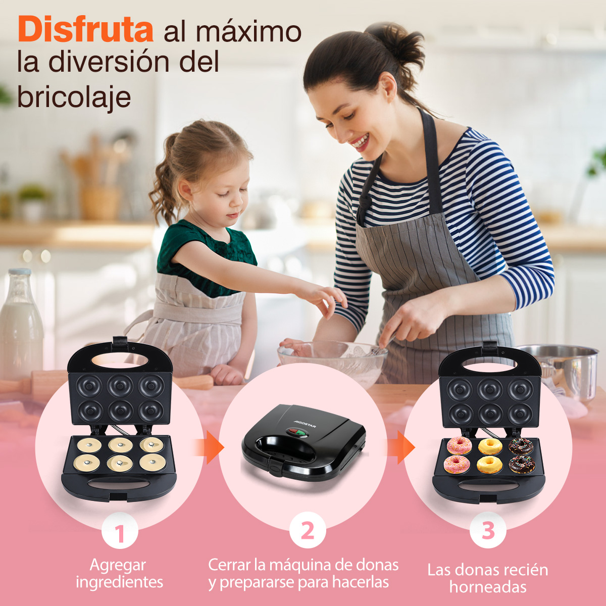 Foto 8 pulgar | Mini Máquina Para Hacer Donas Antiadherente Eléctrica 750w