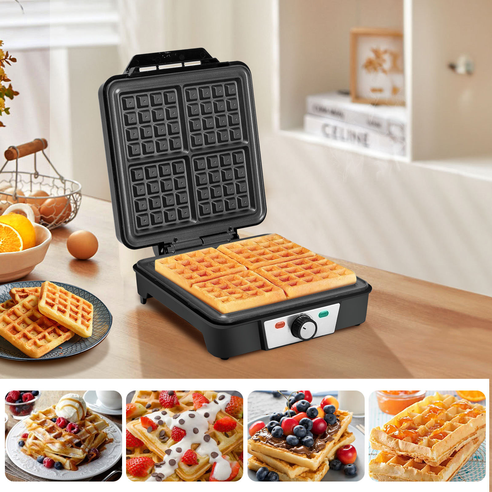 Foto 7 pulgar | Wafleras Electrica 4 Waffles 1200w