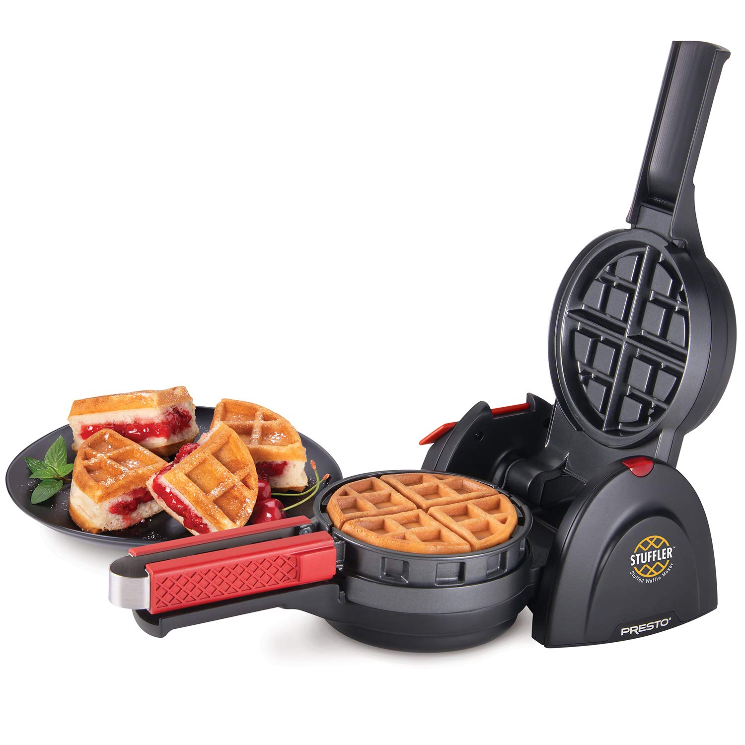Máquina Para Hacer Gofres Rellenas Presto 03512, Color Negro Belga - Venta Internacional.