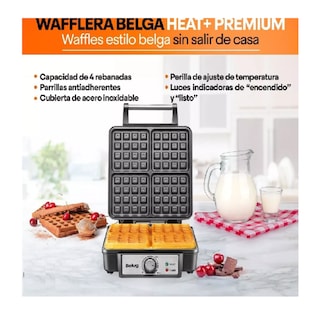Foto 5 | Wafflera Belga Heat+ Premium 4 Rebanadas Belug Negro/plata