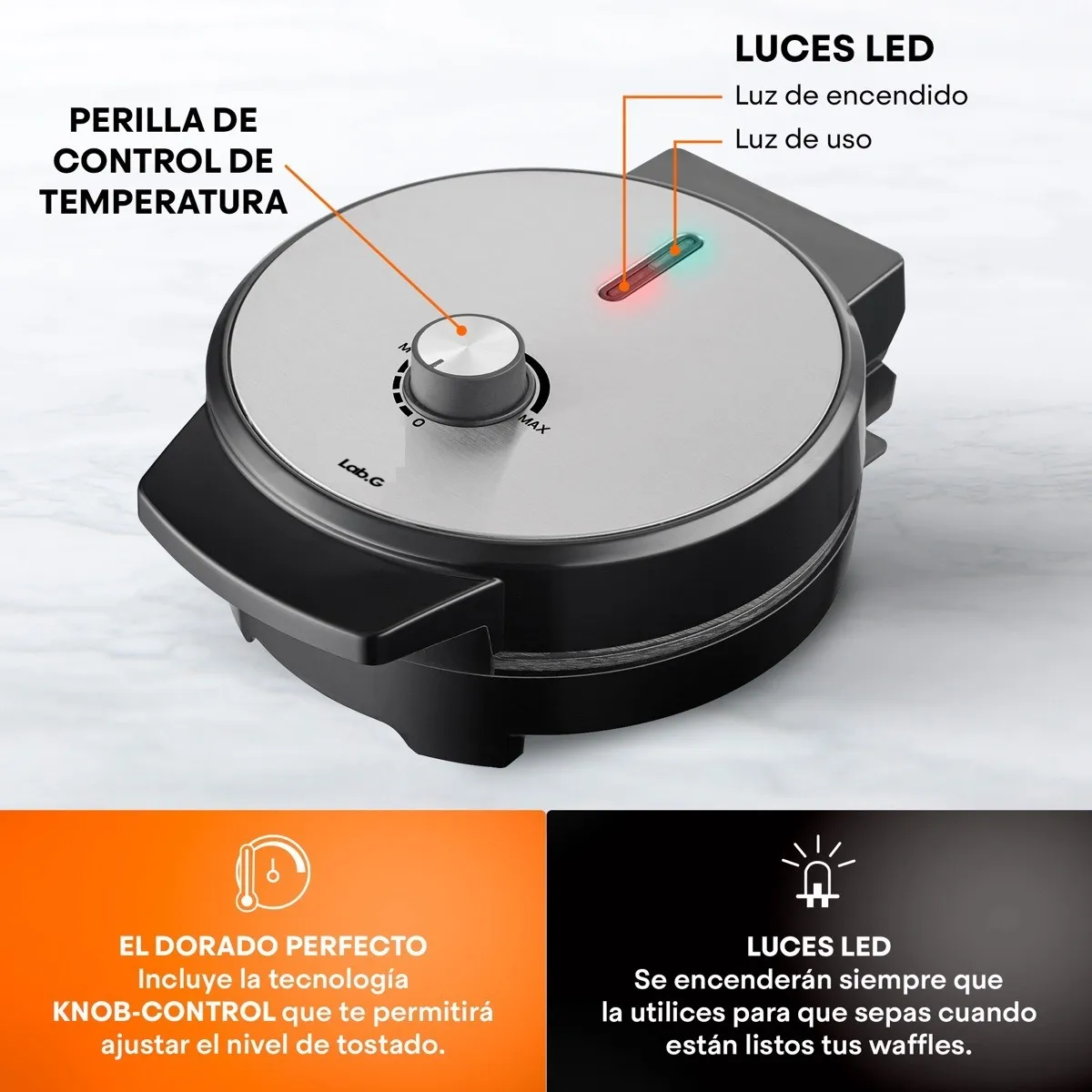 Foto 5 pulgar | Wafflera Lab.g 4 Rebanadas Acero Color Gris Con Negro