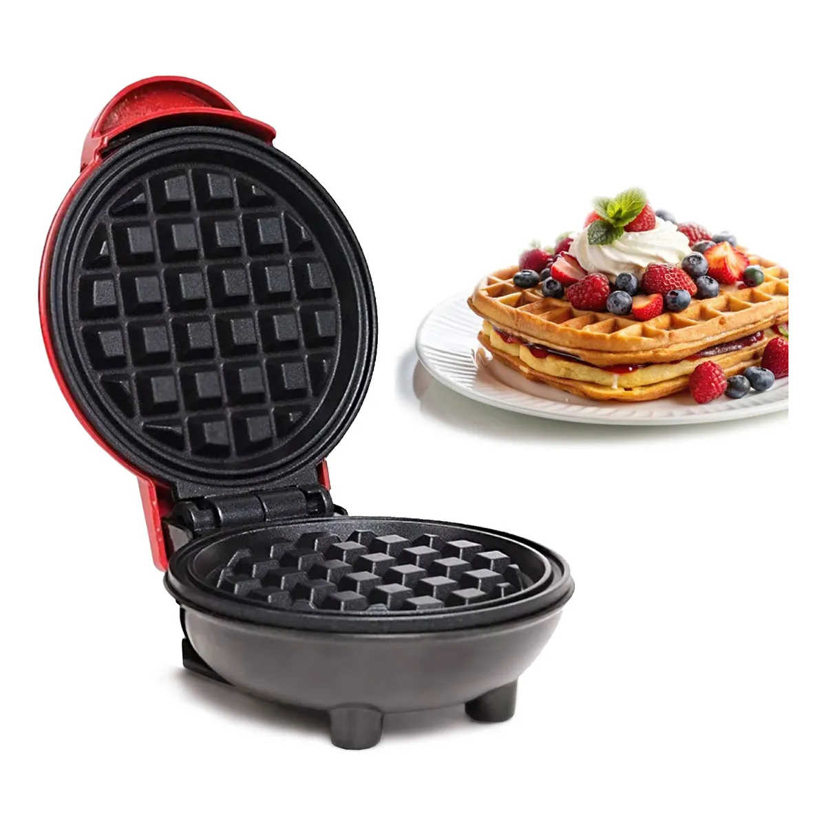 Foto 3 pulgar | Waffles Para Desayunos Redonda V2 Lab.g Rojo
