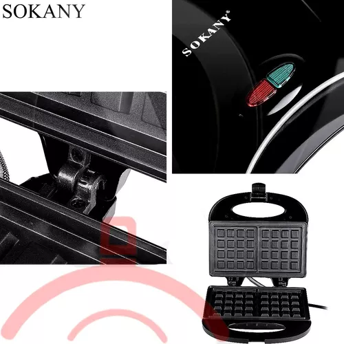 Foto 4 pulgar | Wafflera Eléctrica Sokany De 2 Waffles En Cuadrados Color Negro