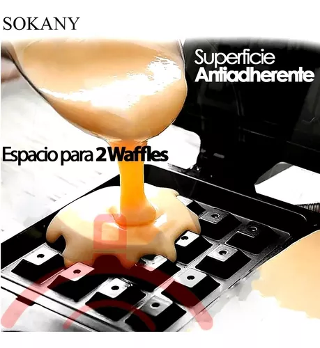 Foto 5 pulgar | Wafflera Eléctrica Sokany De 2 Waffles En Cuadrados Color Negro